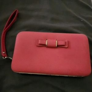 Like new Hard-sided wallet & phone case with wrist strap
